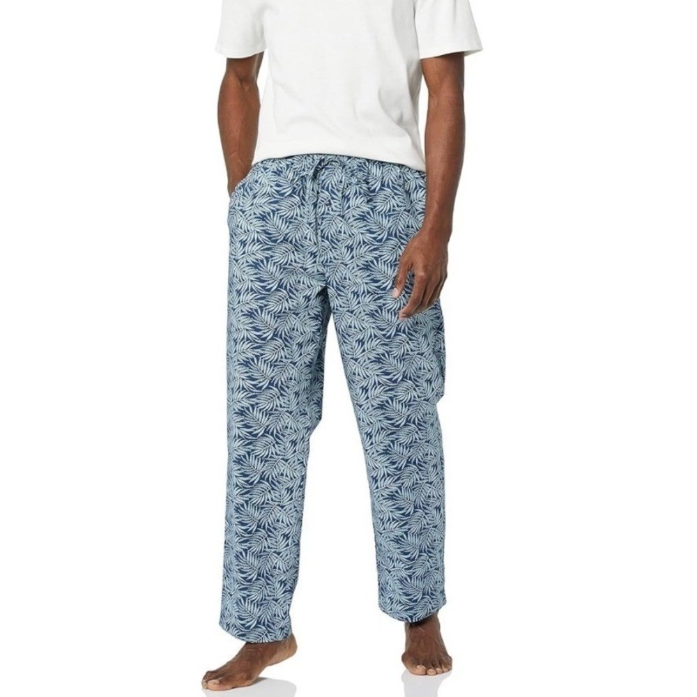 Amazon Essentials Men's Blue Palm Leaf Lounge Pajama Pant Medium C1088